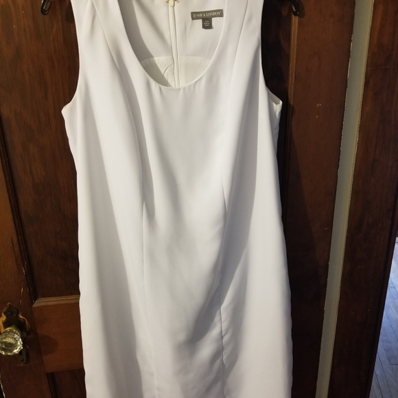 Vintage Jessica London 2 pc white beaded jacket and sheath dress - Picture 5 of 8